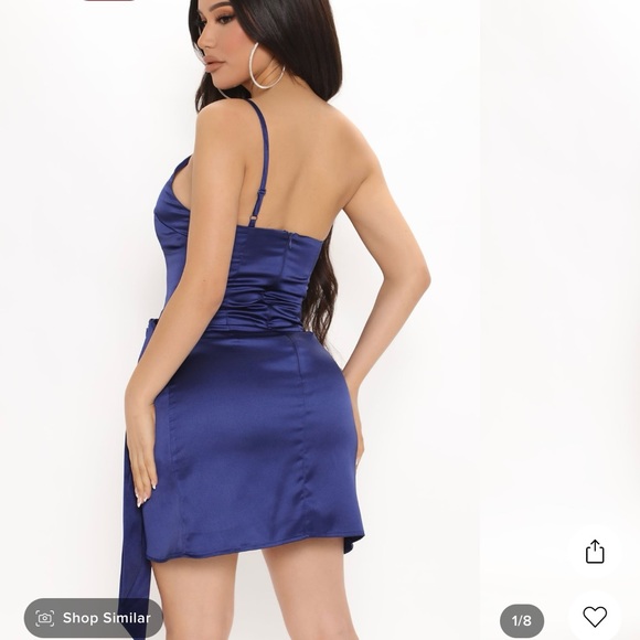 FASHION NOVA BLUE SATIN MINI DRESS - Picture 2 of 3